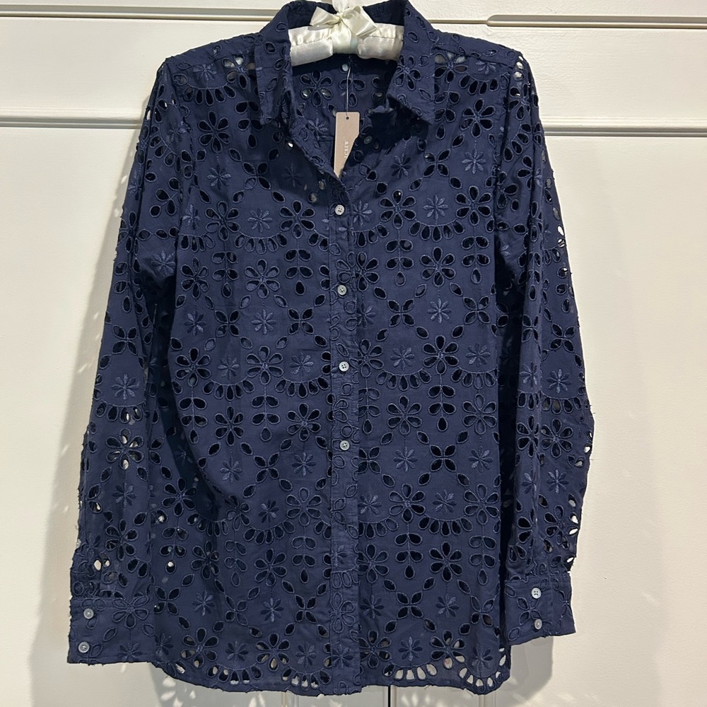 NWT J. Crew Eyelet Blouse sz 8 - Picture 4 of 9